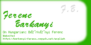 ferenc barkanyi business card